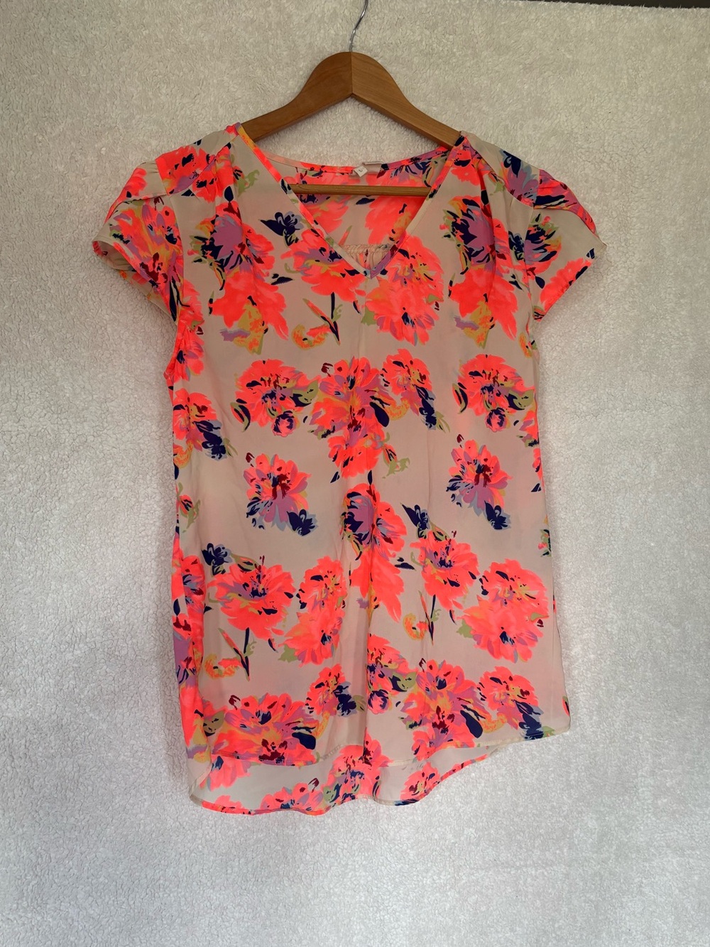 Japna Bright Pink Floral Sheer Blouse - L